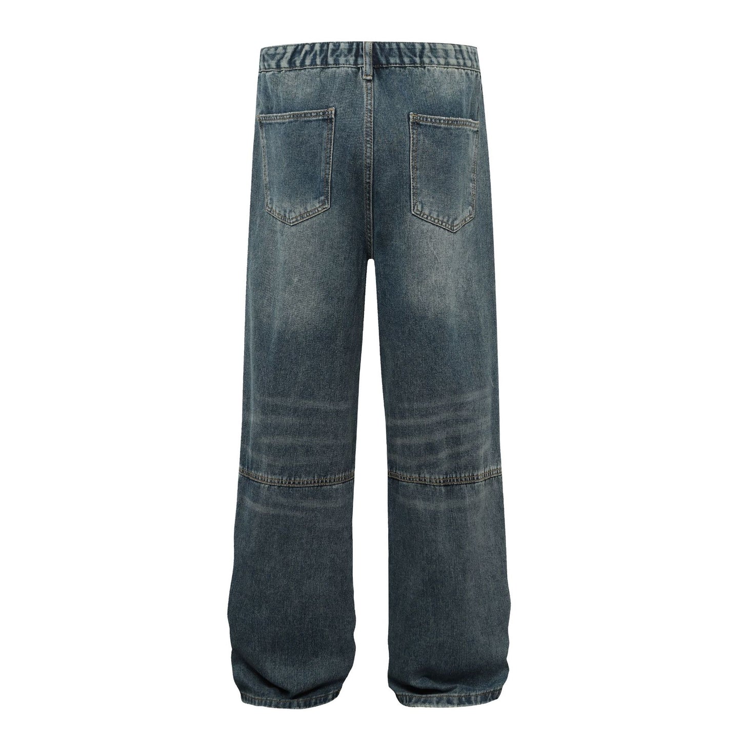 Washed Pleats Patchwork Wide Leg Denim Jeans WN26071
