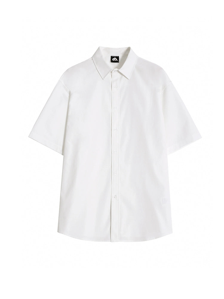 Lapel Solid Color Short Sleeve Shirt WN20231