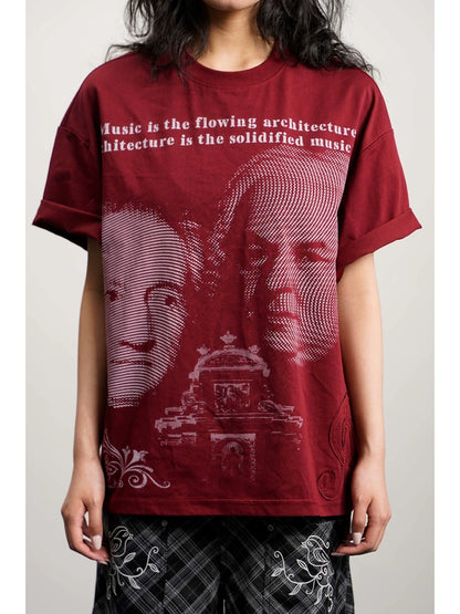 Portrait Print Short Sleeve T-Shirt WN18855