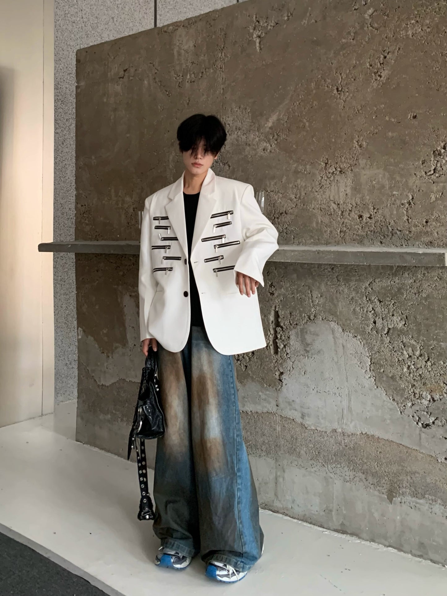 Zipper Patchwork Tailored Jacket WN19816