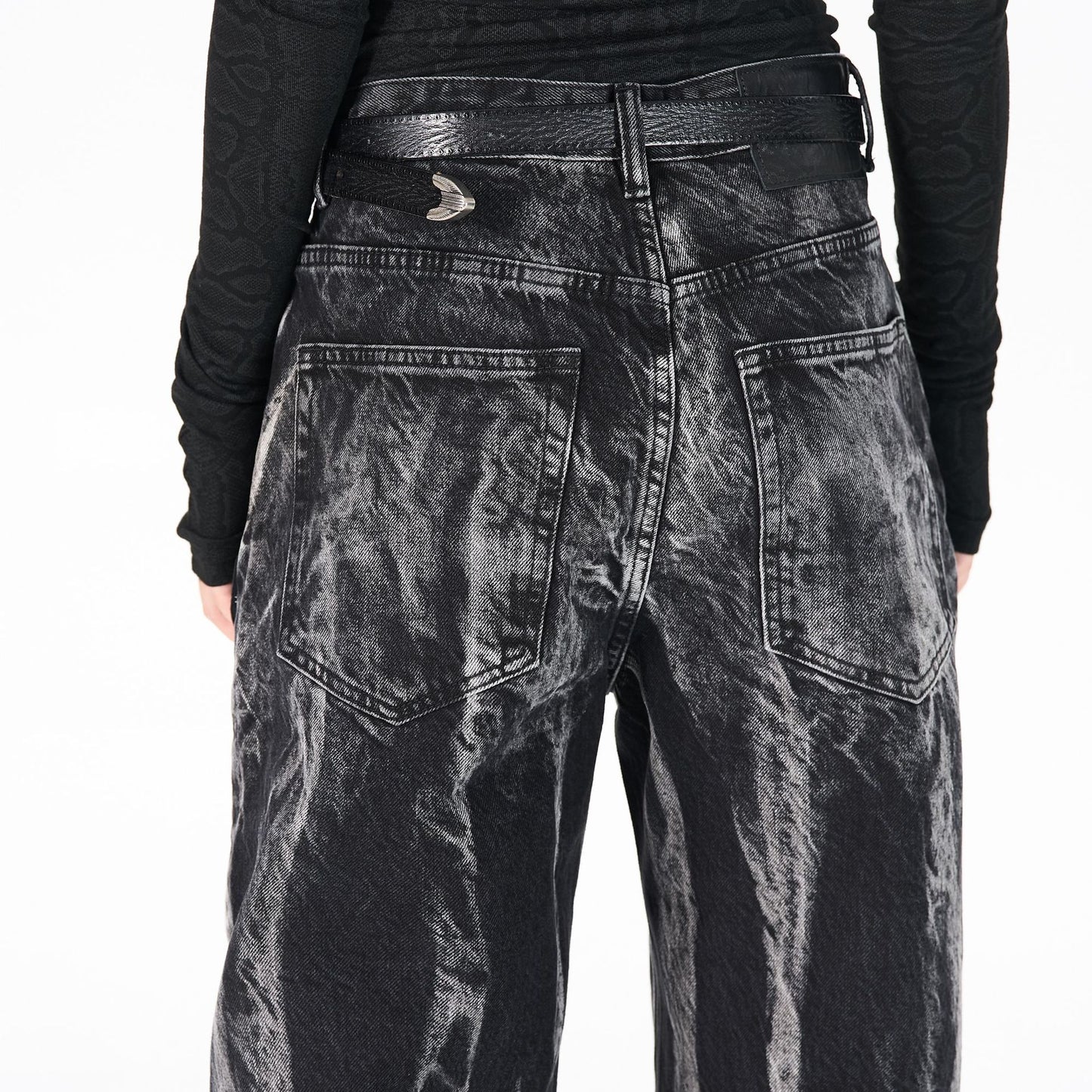 Multi-Print Wide Leg Denim Jeans WN23093