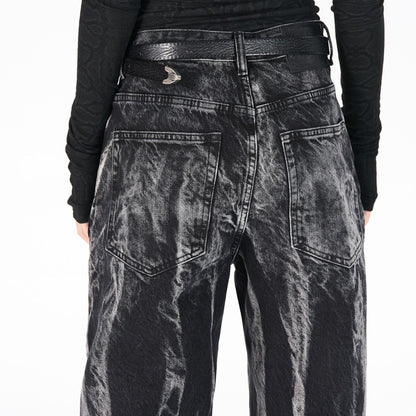 Multi-Print Wide Leg Denim Jeans WN23093