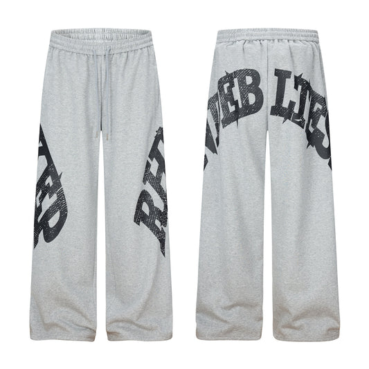 Letter Graphic Wide Leg Sweatpants WN26170