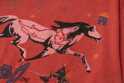 Washed Horse Print Oversize Short Sleeve T-Shirt WN25880