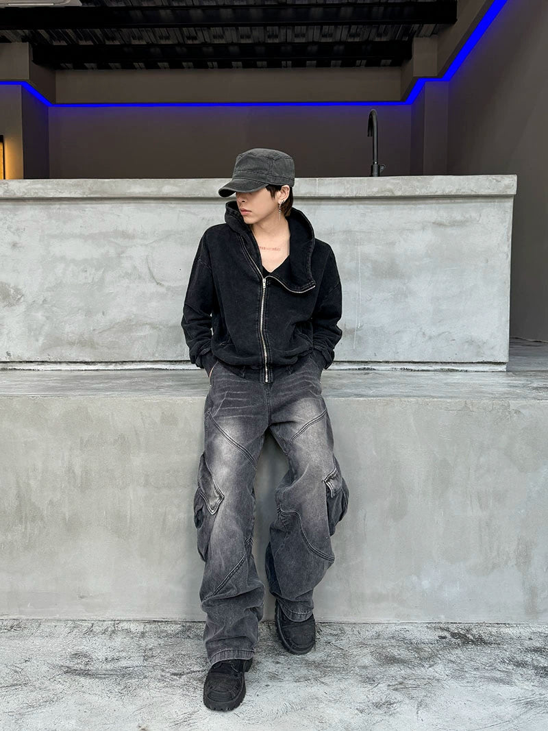 Washed Oversize Zipper Hoodie WN21163