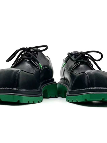 Square Toe Chunky Sole Leather Derby Shoes WN20769