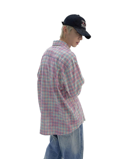 Plaid Oversize Long Sleeve Shirt WN7496