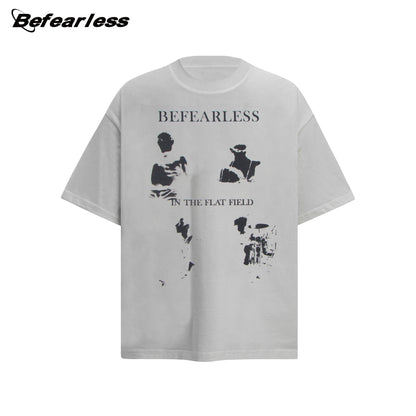 Washed Abstract Print Heavyweight Oversize Short Sleeve T-Shirt WN26373