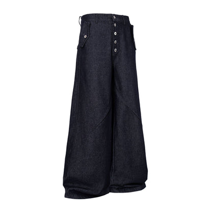 Raw Denim Deconstruction Wide Leg Denim Jeans WN26105