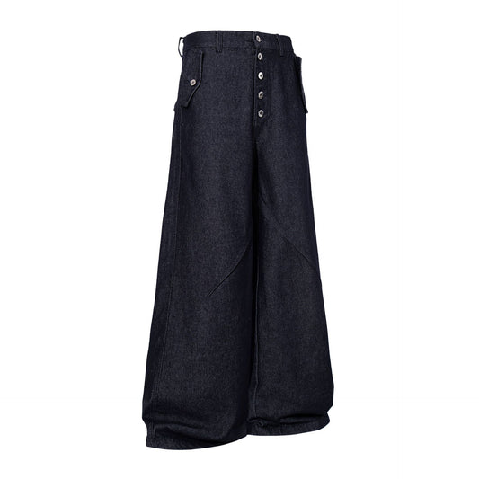 Raw Denim Deconstruction Wide Leg Denim Jeans WN26105