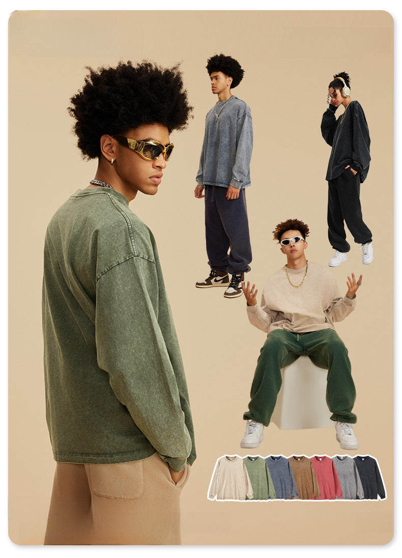 Oversize Washed Long-sleeve t-shirt WN6053