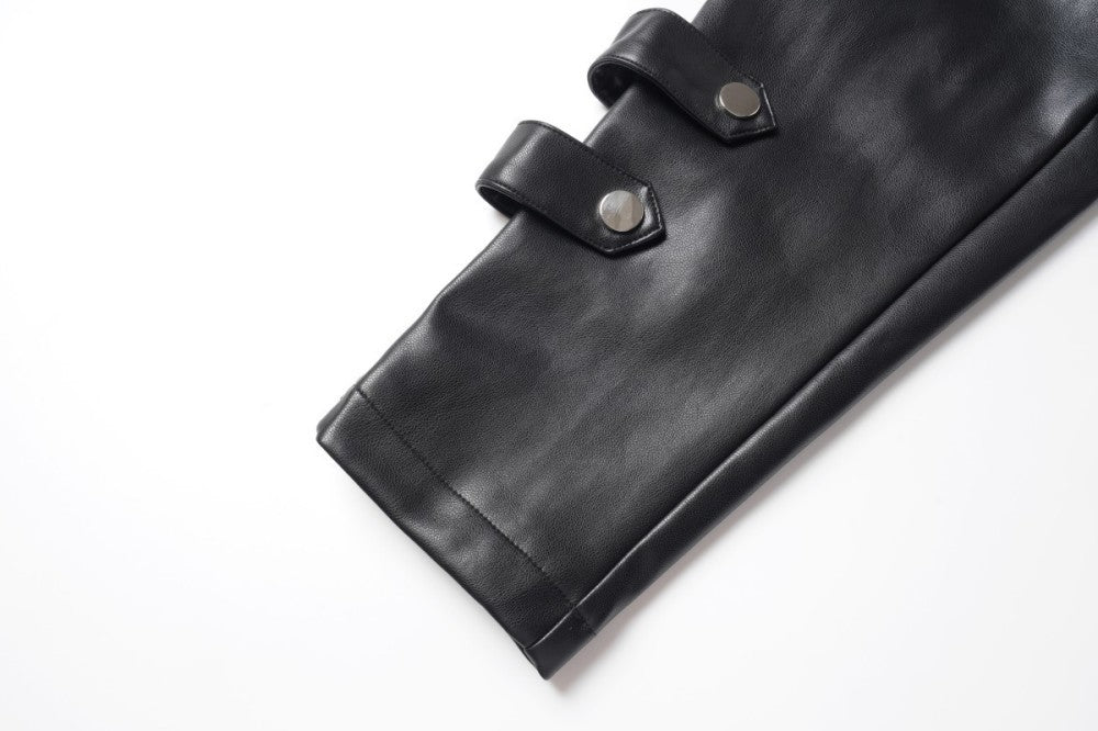 Pocket Detail Zipper PU Leather Jacket WN28054