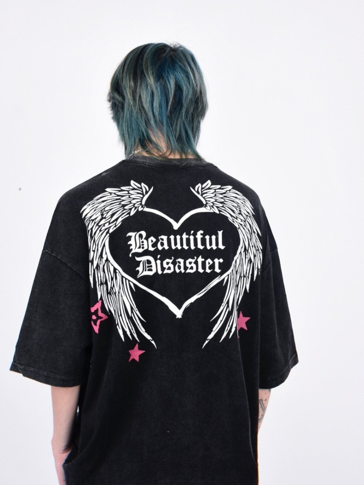 Oversize Washed Graphic Print Short Sleeve T-Shirt WN24454