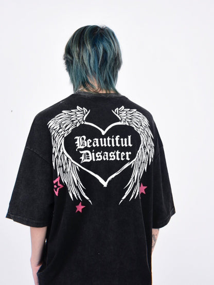 Oversize Washed Graphic Print Short Sleeve T-Shirt WN24454