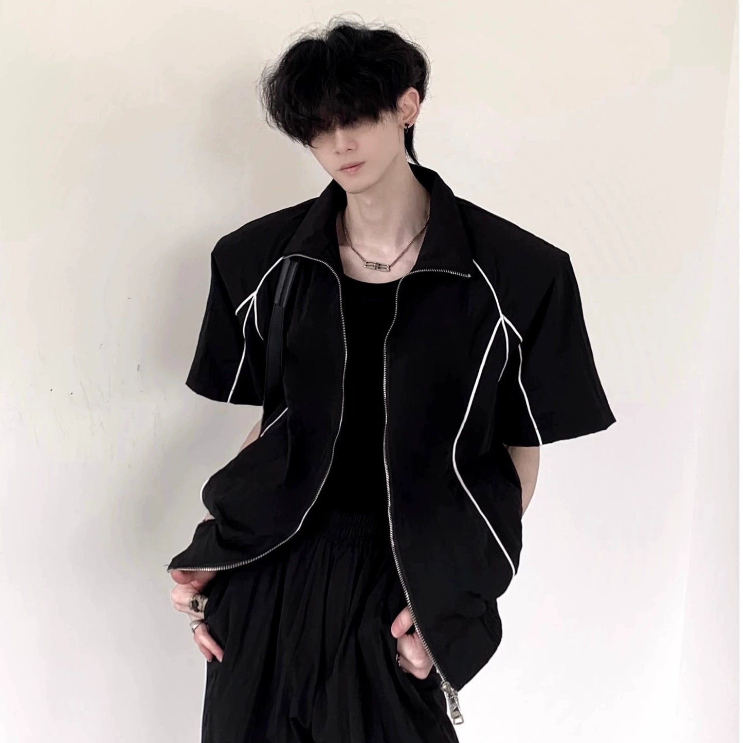 Functional Design Shoulder-Pad Sporty Jacket & Pants Setup WN20339