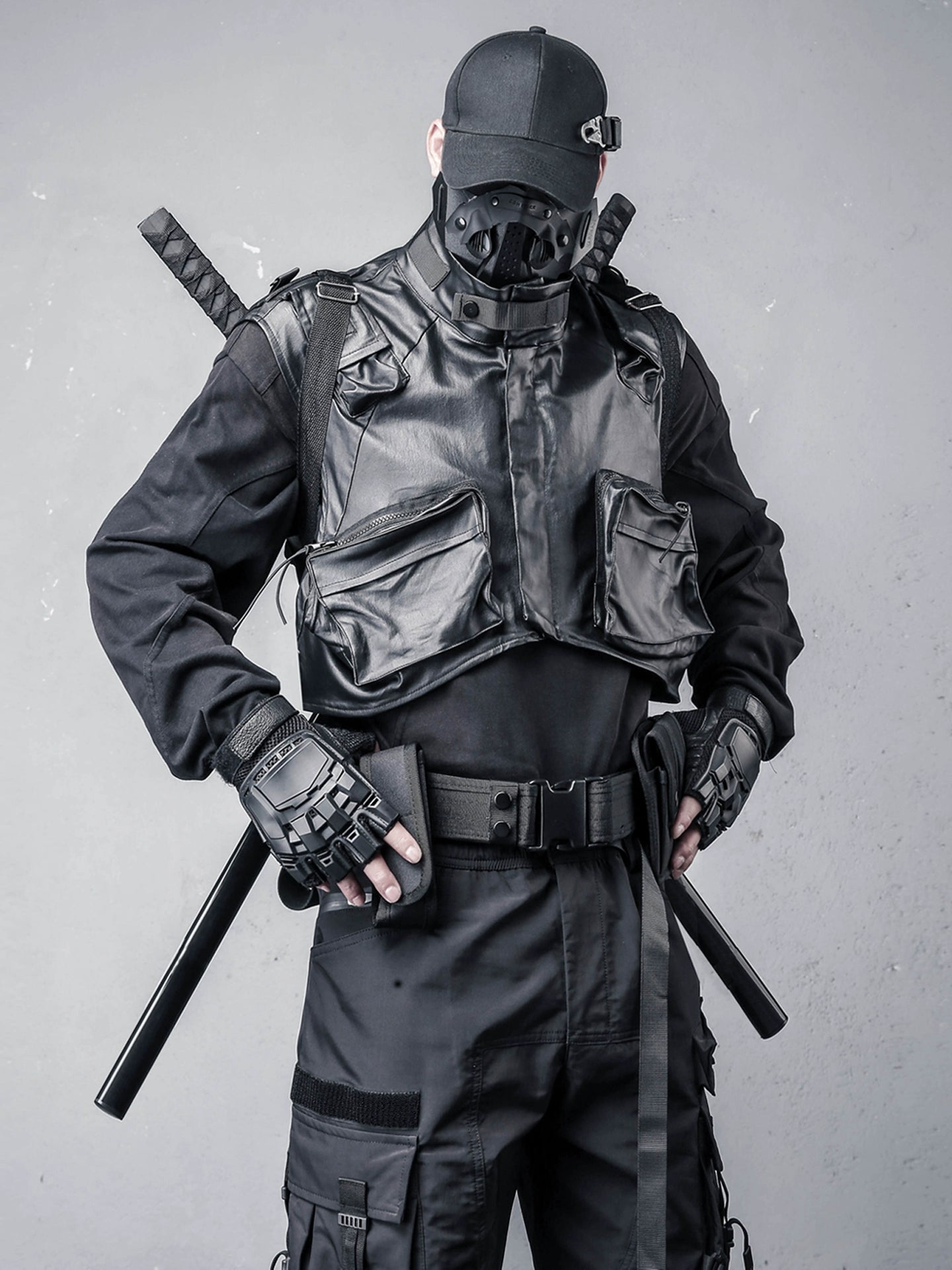 Stand Neck Large Pockets Tactical Coating Vest WN22360