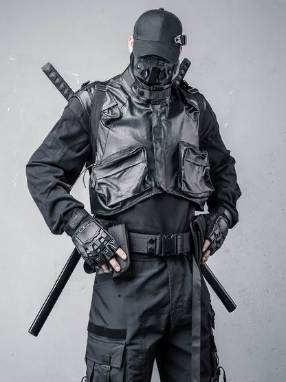 Stand Neck Large Pockets Tactical Coating Vest WN22360