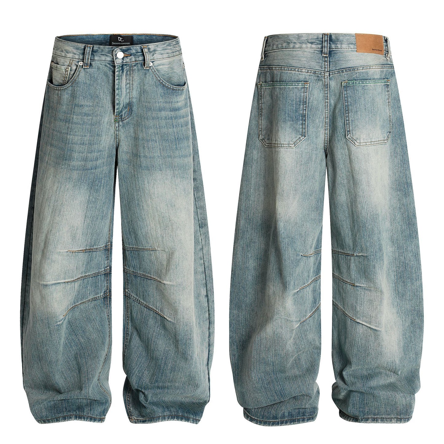 Washed Whisker Wide Leg Denim Jeans WN26037