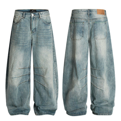 Washed Whisker Wide Leg Denim Jeans WN26037