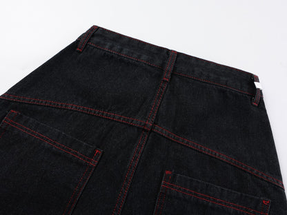 Dragon Embroidery Wide Leg Denim Jeans WN27934