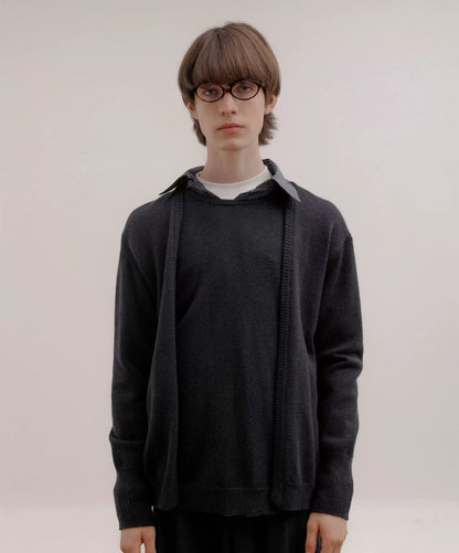 Fake Two Piece Long Sleeve Knit Sweater WN21633