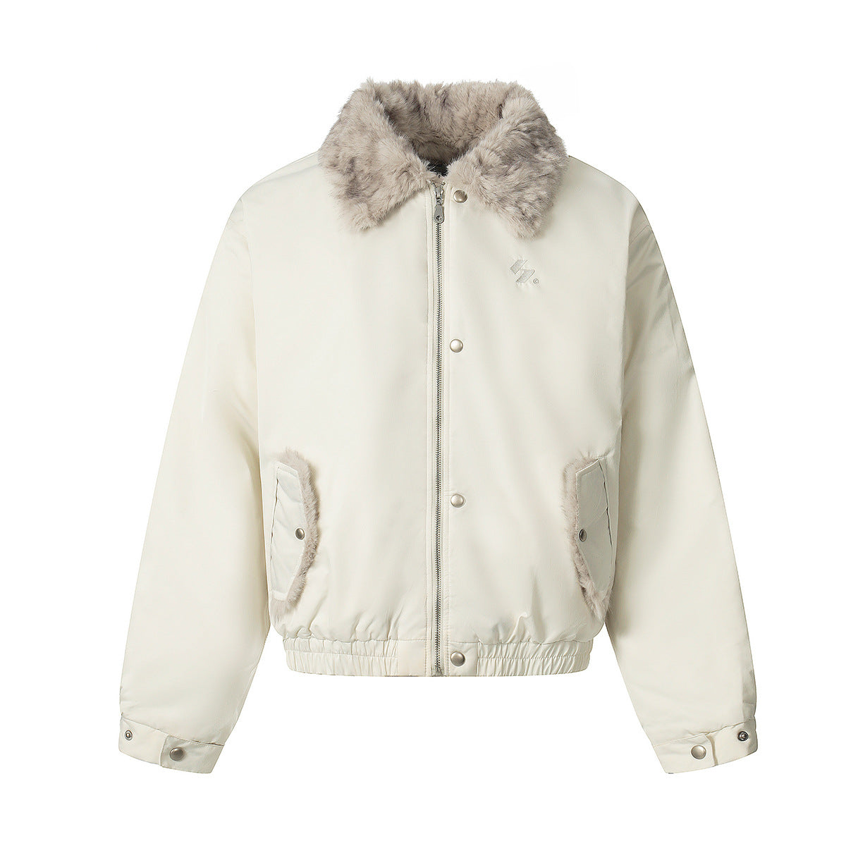 Fake Fur Collar Studs Design Fleece Lining Puffer Jacket WN21860