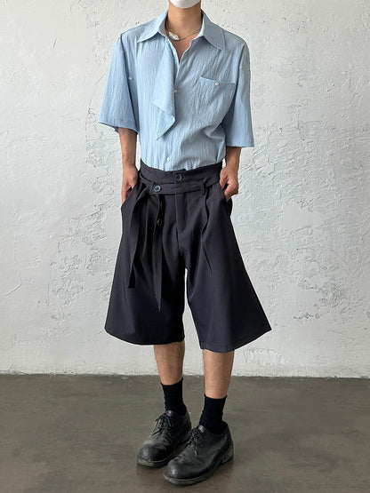 Asymmetrical Patchwork Short Sleeve Shirt WN19941