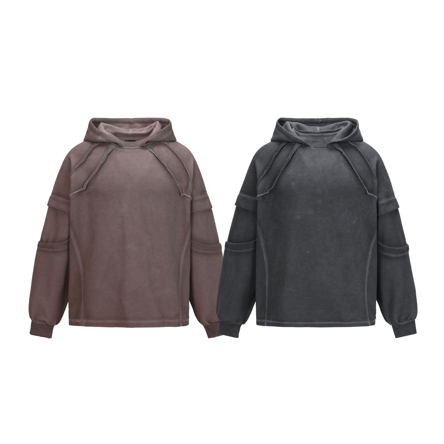 Heavyweight Washed Deconstructed Pullover Hoodie WN23059