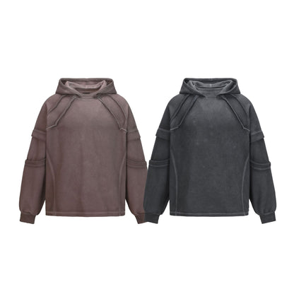 Heavyweight Washed Deconstructed Pullover Hoodie WN23059