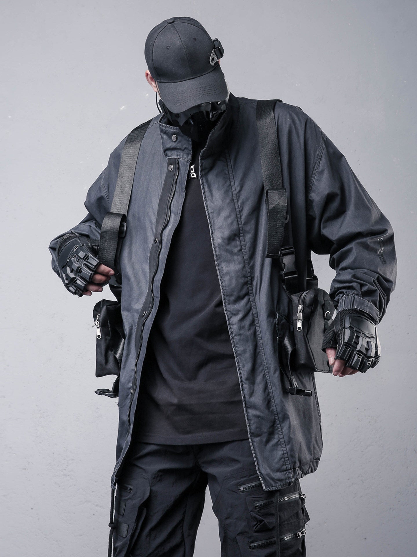 Functional Strap Design Stand Neck Jacket WN22511