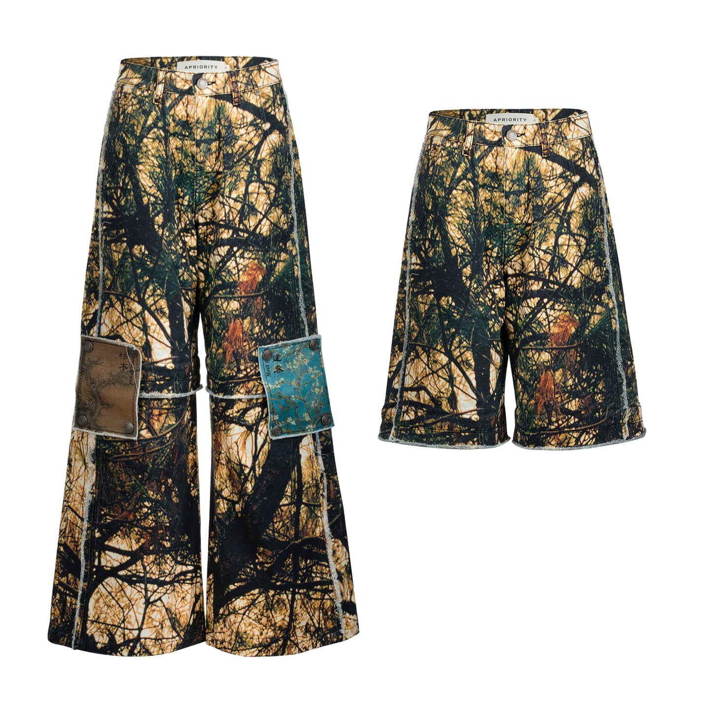 Removable Multi-Wear Print Denim Jeans WN18998