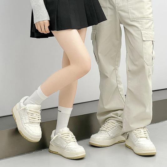 Chunky Textured Platform Lace-Up Sneakers WN24538