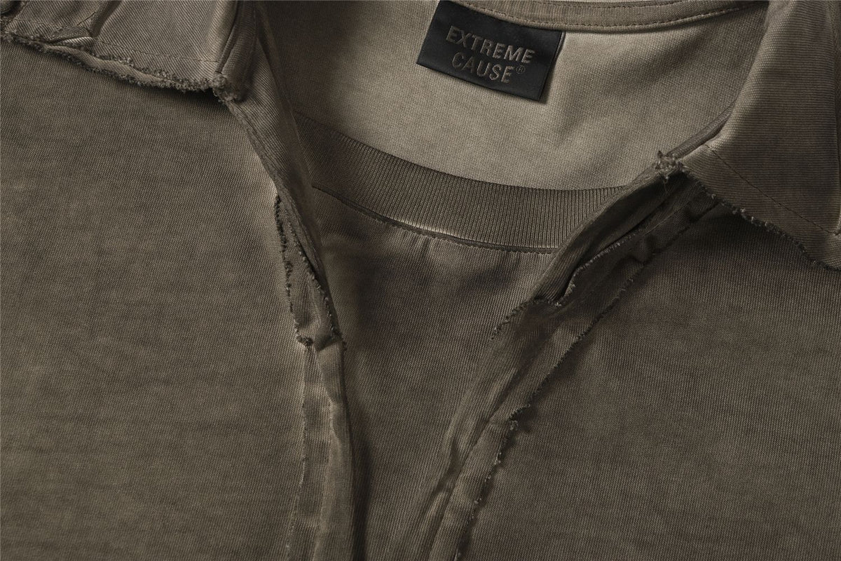 Raw Hem Panel Short Sleeve Polo Shirt WN26963
