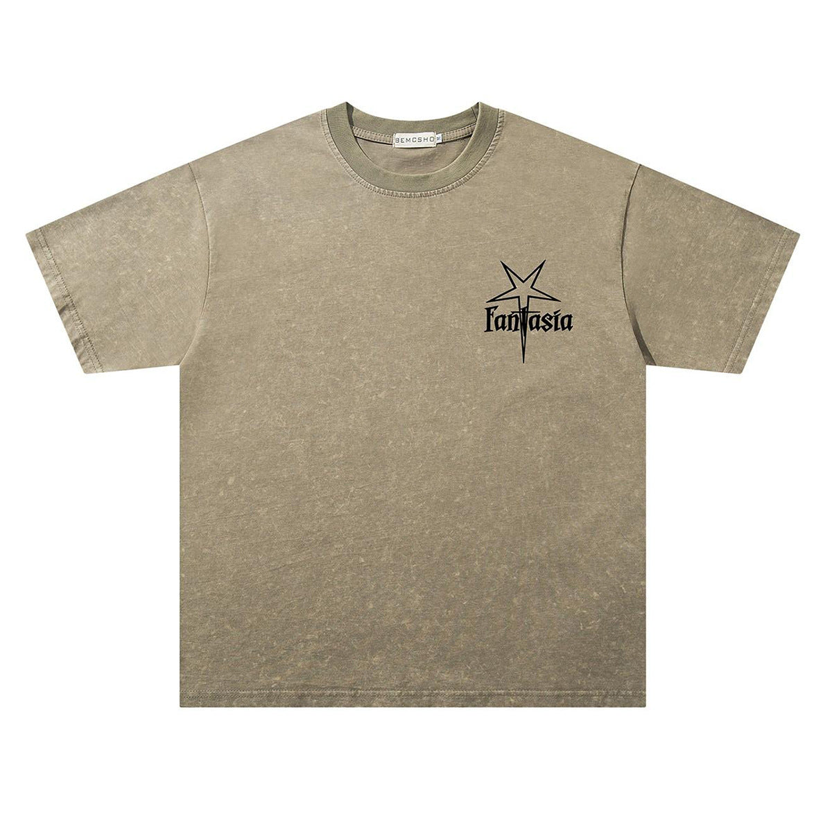 Washed Portrait Starburst Print Oversize Short Sleeve T-Shirt WN26867