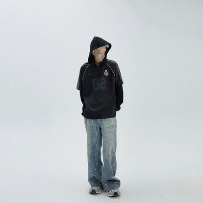 Oversize Fake Layered Sporty Hoodie WN8764