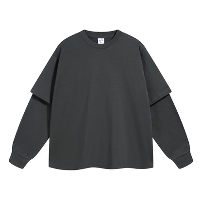 Fake Layered Round Neck Long Sleeve T-Shirt WN7798