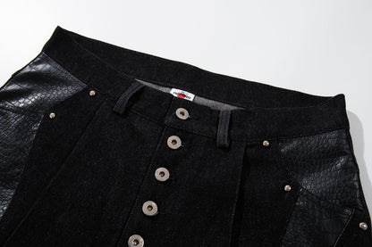 Python Pattern Rivet Denim Half Pants WN25746