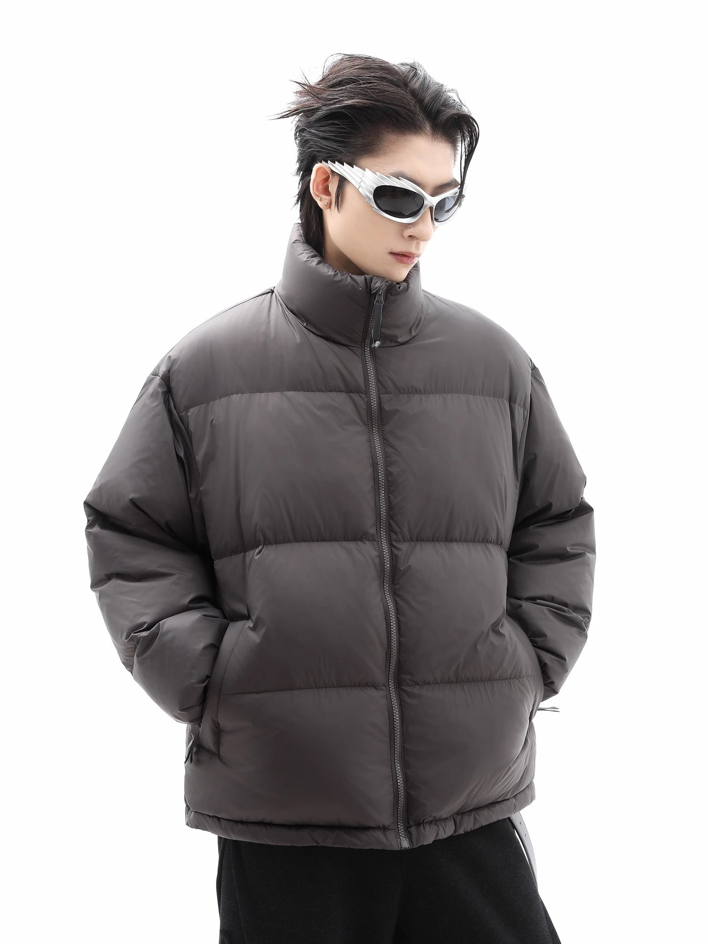 White Duck Down Stand Collar Puffer Jacket WN10326