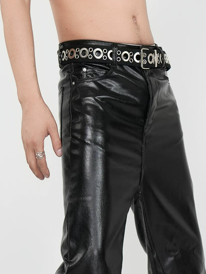 Double Stitch Metal Eyelet Canvas PU Leather Belt WN17331