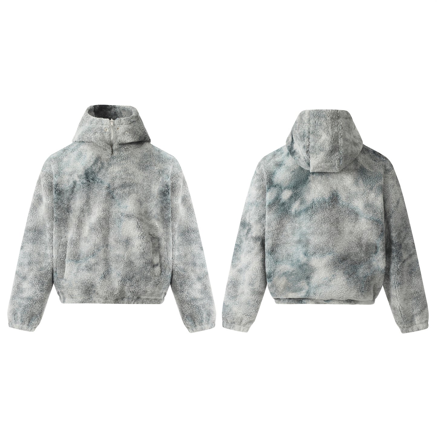 Tie-Dye-Halbzipper Übergröße Pullover Hoodie WN11582