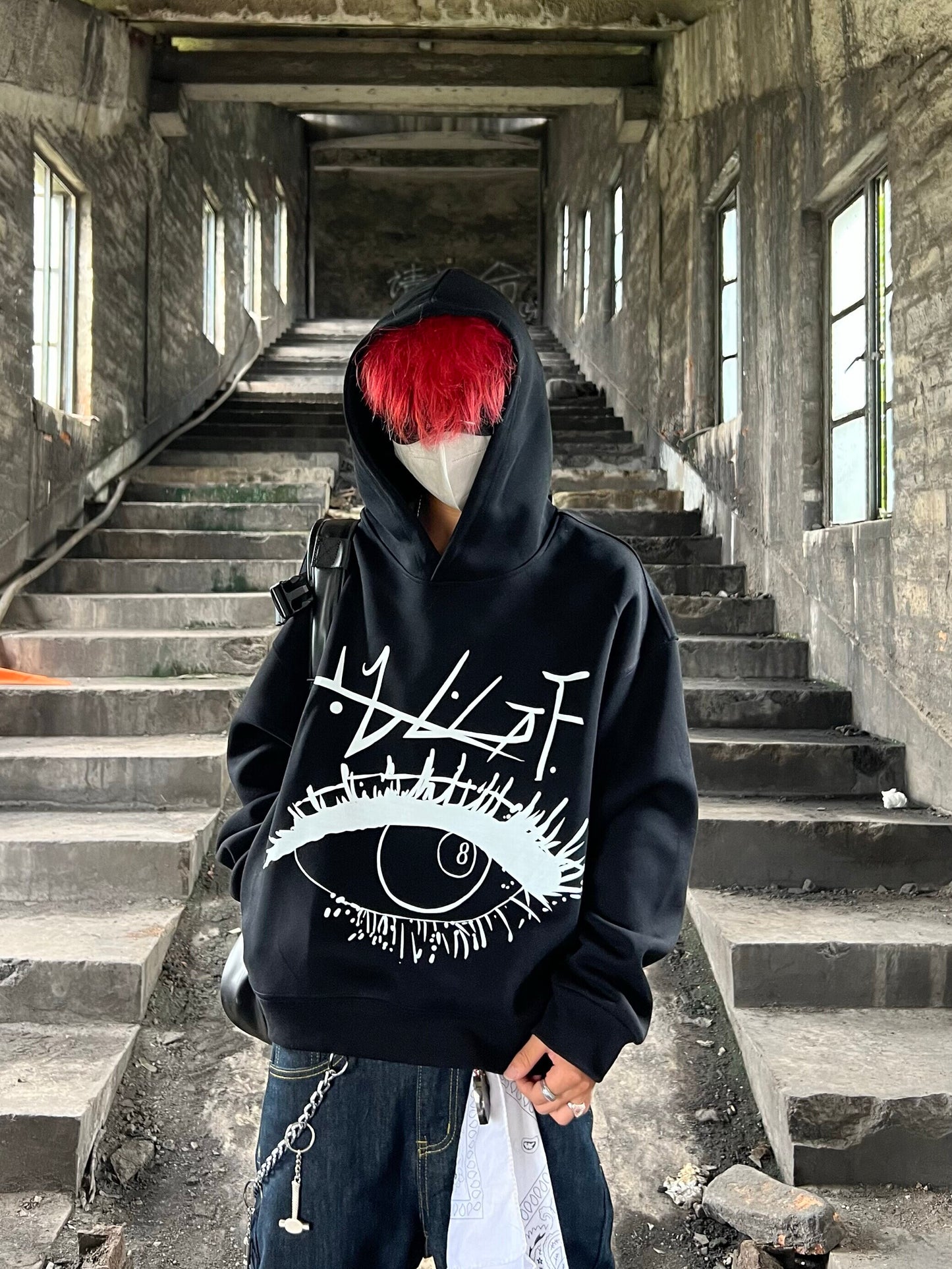 Eye Art Print Oversize Hoodie WN24083