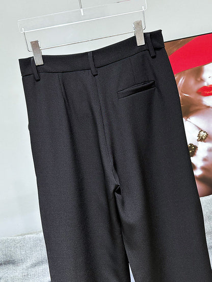 Studs Pleats Straight Trousers WN23899