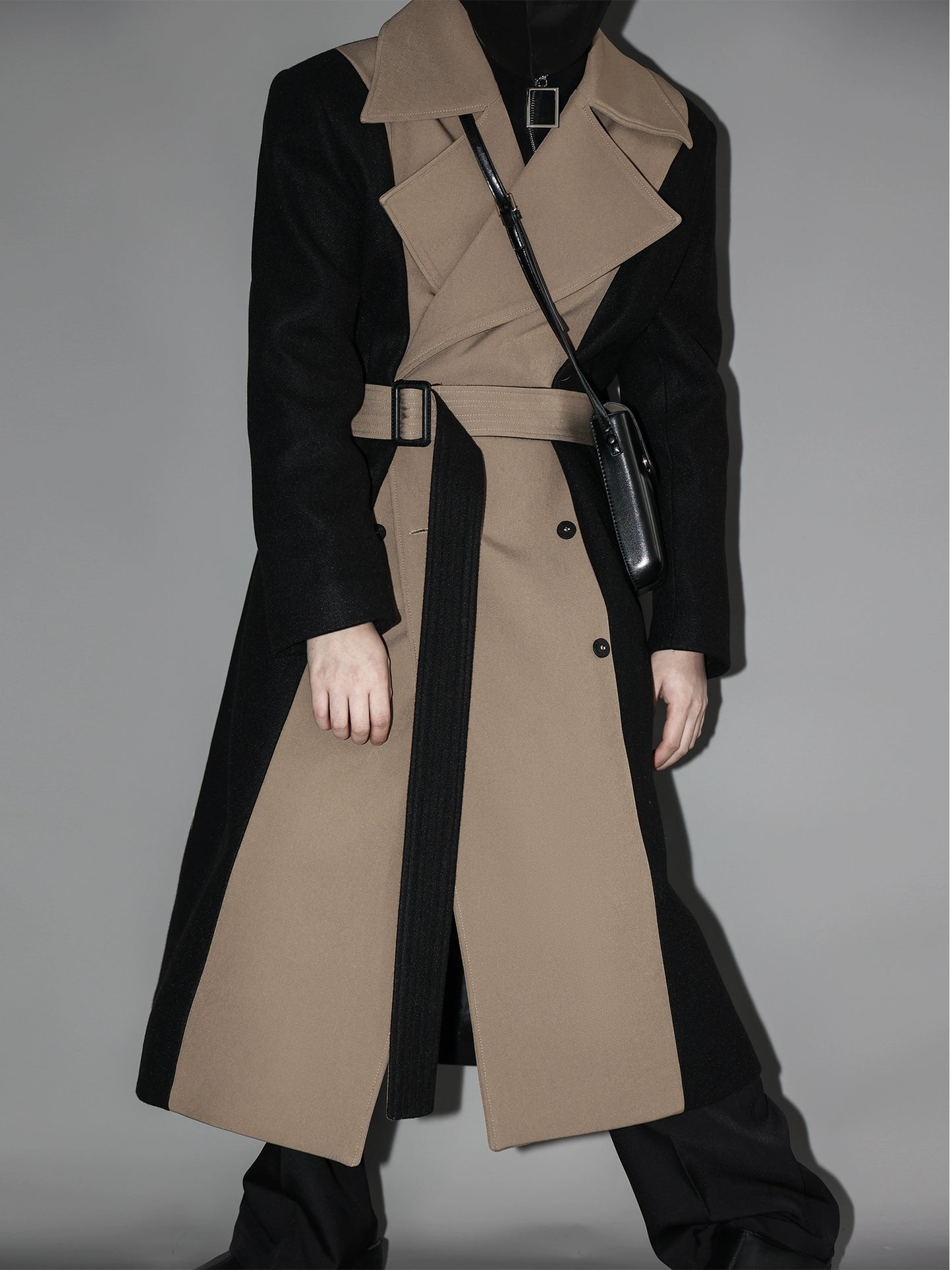 Bicolor Double-Breasted Trench Coat WN11849