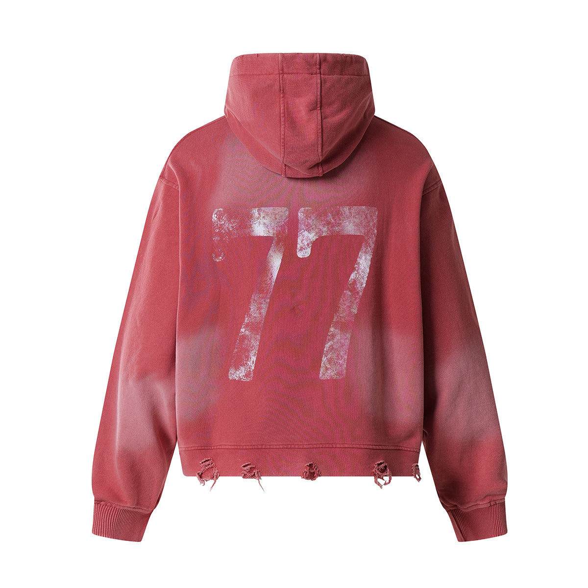 Washed Letter Rhinestone Design Damage Hoodie WN25384