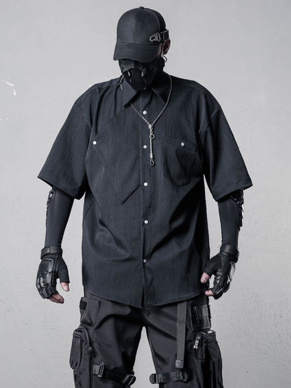 Asymmetric Deconstruct Short Sleeve Shirt WN22501