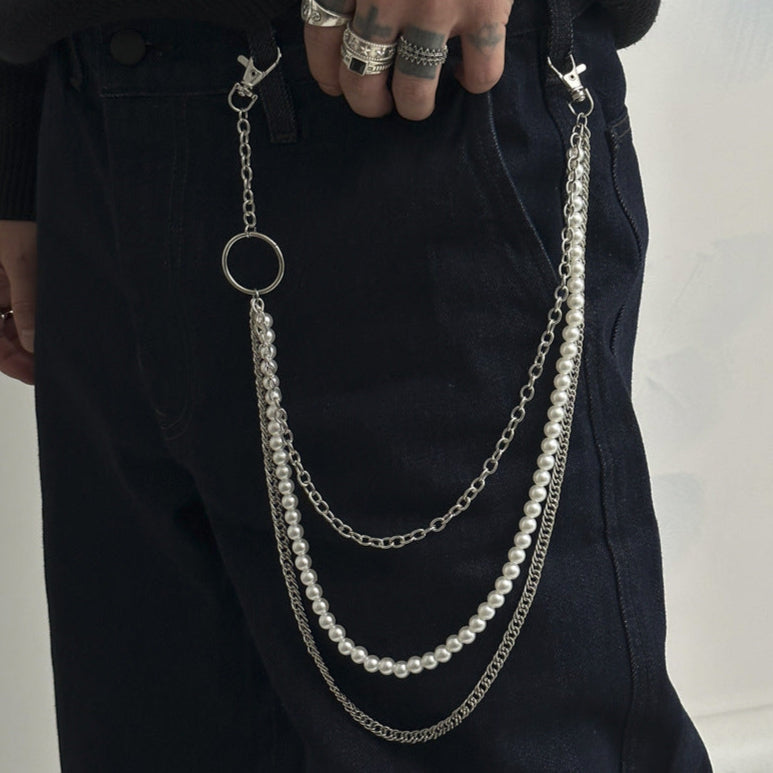 Pearl Beads Decor Pants Chain WN21075