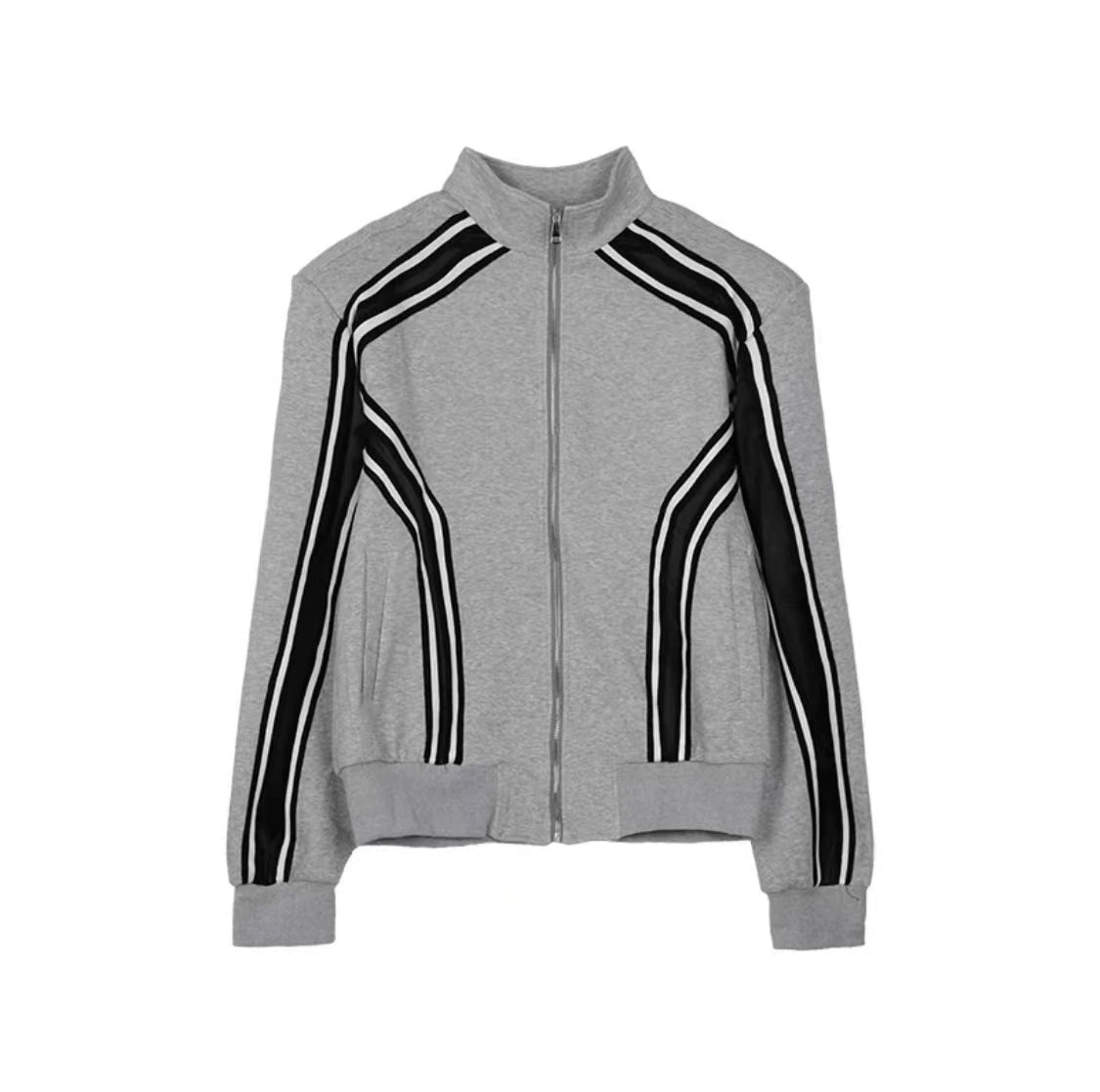 Contrast Color Oversize Zipper Jacket & Sporty Sweatpatns Setup WN9367