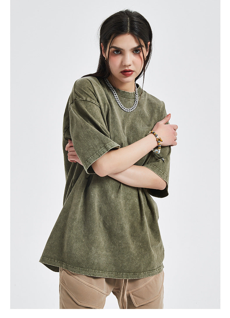 Vintage Dyed Oversize Short-sleeve T-shirt & Vintage Dyed Short Sweatpants Setup WN6631-K