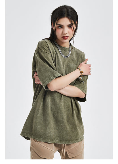 Vintage Dyed Oversize Short-sleeve T-shirt & Vintage Dyed Short Sweatpants Setup WN6631-K