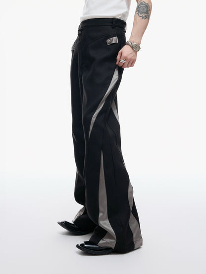 Colorblock Patchwork Jacket & Flare Trousers Setup WN20545